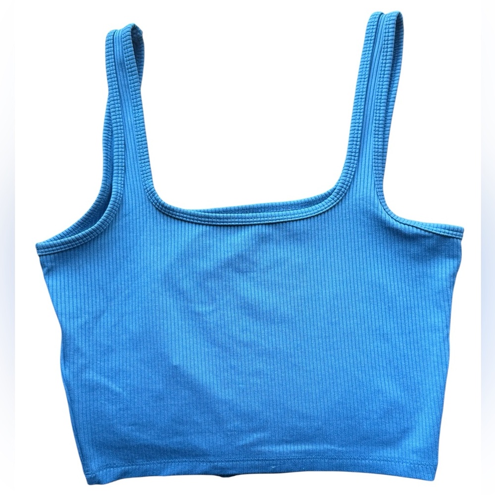 Hollister Blue Ribbed Cropped Tank Top